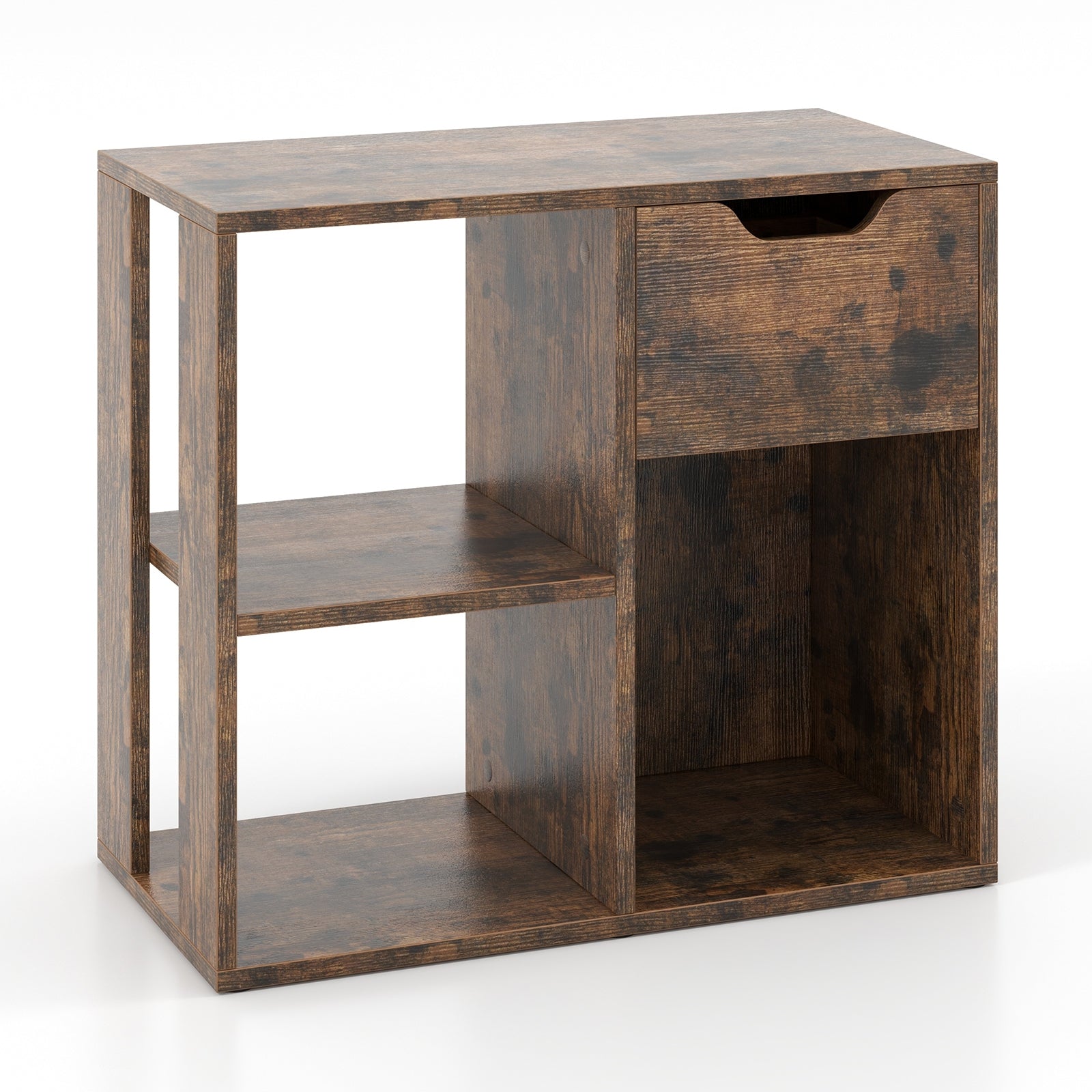 3-Cube Bookcase, 2-Tier Wooden Storage Shelf, Brown Bookcases Brown at Gallery Canada