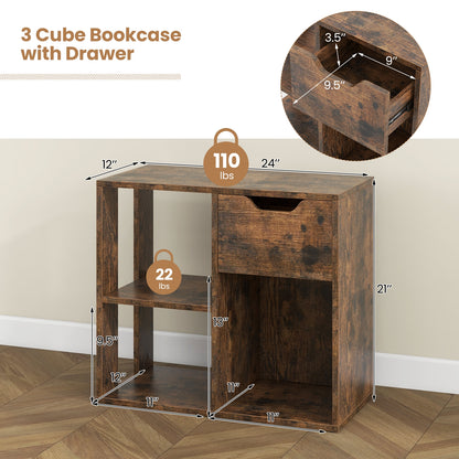 3-Cube Bookcase, 2-Tier Wooden Storage Shelf, Brown Bookcases at Gallery Canada