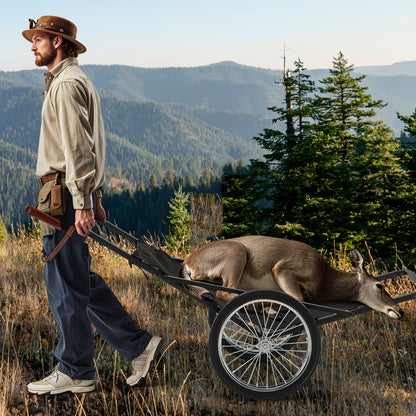 550 LBS Folding Deer Game Cart, Polyester Liner, Hunting, Black Garages at Gallery Canada