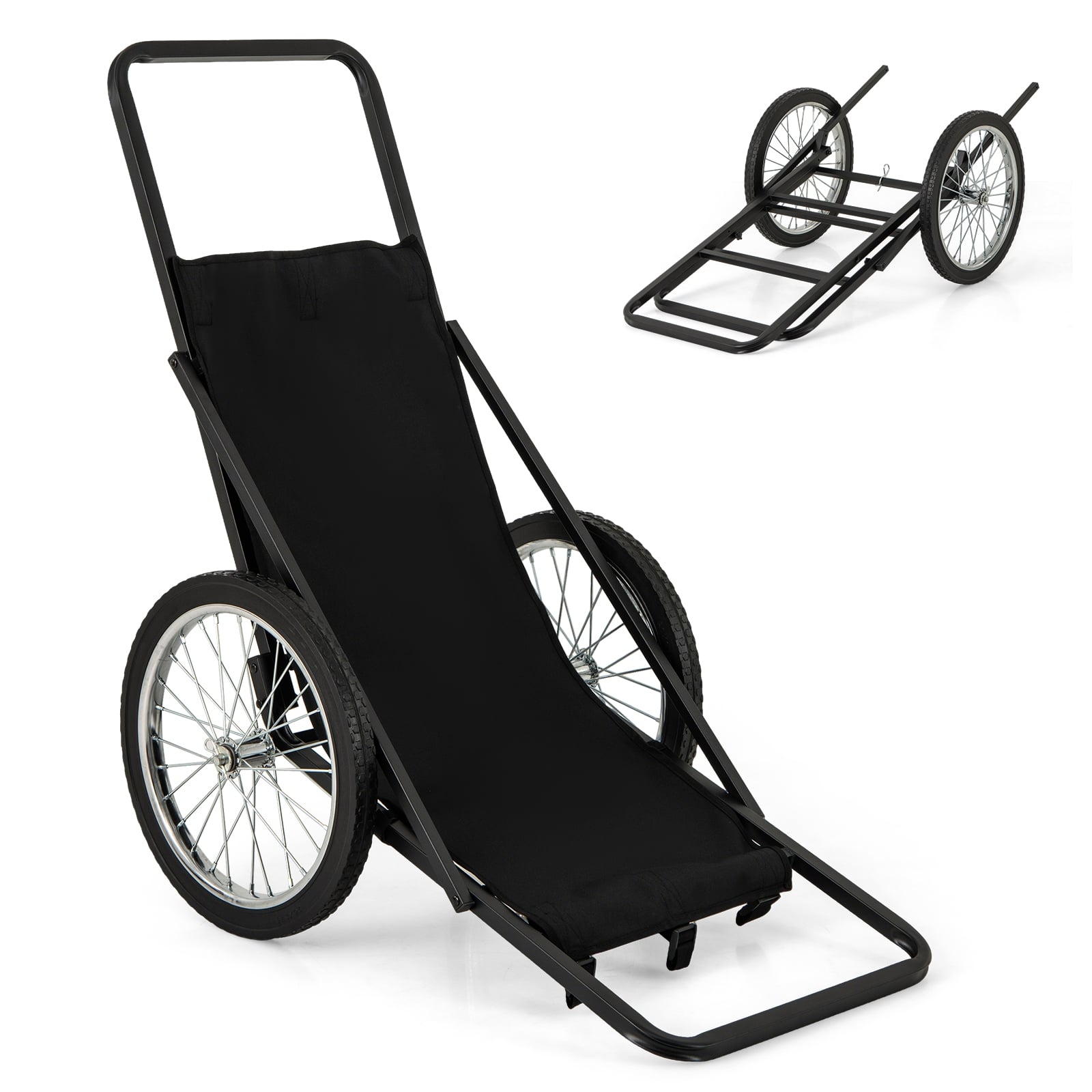 550 LBS Folding Deer Game Cart, Polyester Liner, Hunting, Black Garages Black at Gallery Canada