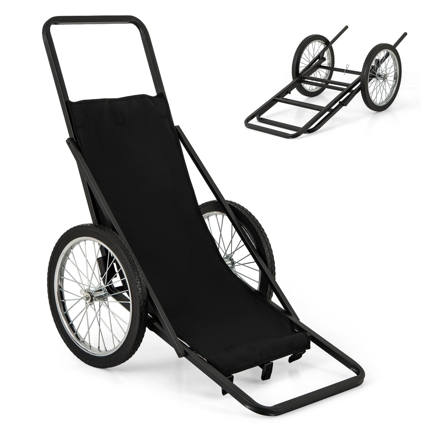 550 LBS Folding Deer Game Cart, Polyester Liner, Hunting, Black Garages Black at Gallery Canada