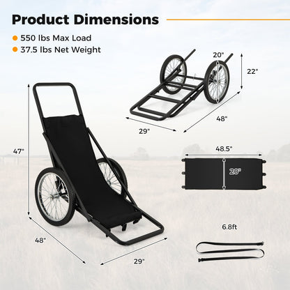 550 LBS Folding Deer Game Cart, Polyester Liner, Hunting, Black Garages at Gallery Canada