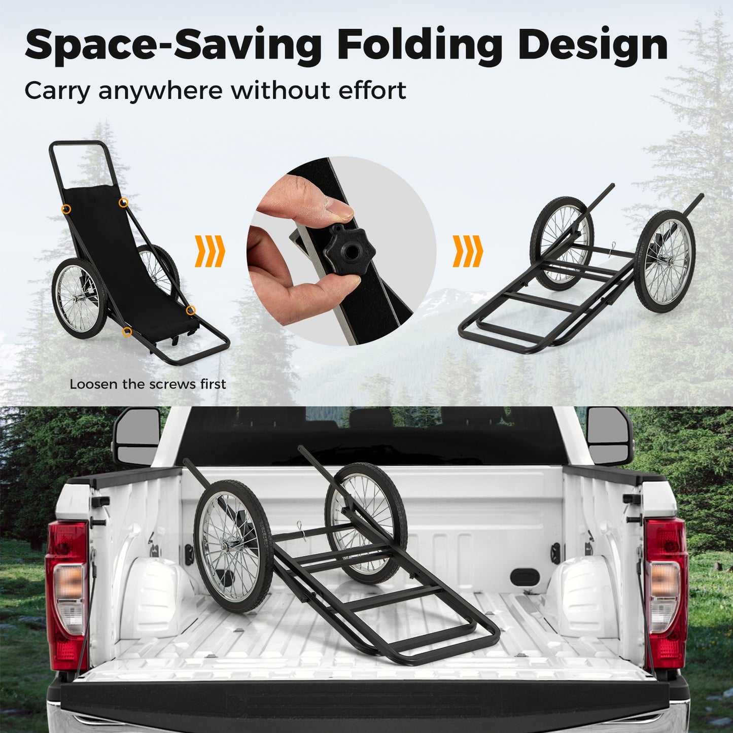 550 LBS Folding Deer Game Cart, Polyester Liner, Hunting, Black Garages at Gallery Canada