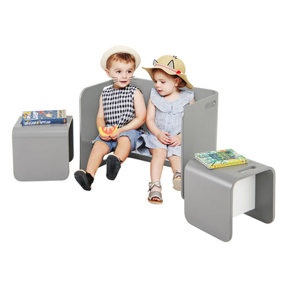 Kids Wooden Table And Chair Set, 3 Pieces, Gray Kids Table & Chair Sets Gray at Gallery Canada