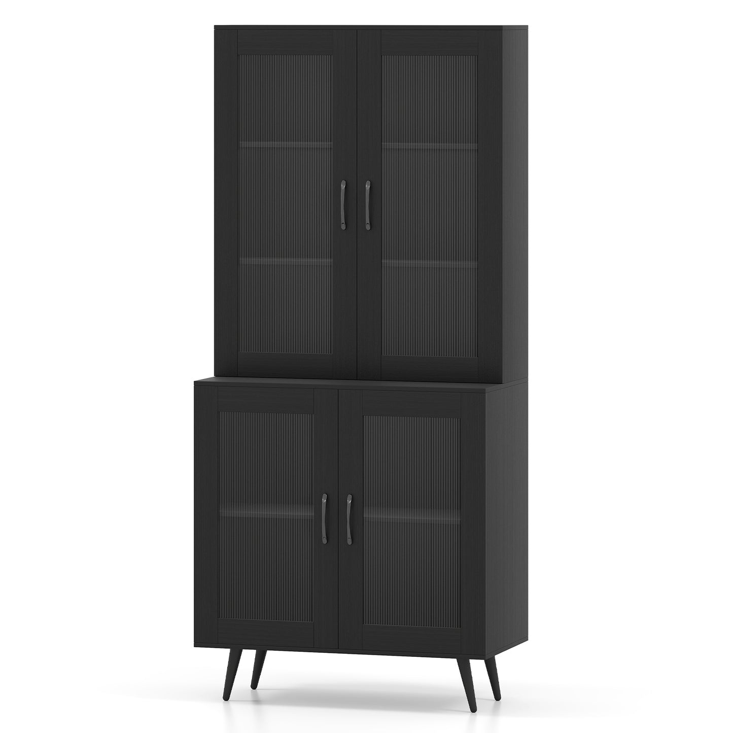 70.5 inch Tall Kitchen Pantry Cabinet Cupboard with 4 Transparent Doors, Black Sideboards Cabinets & Buffets at Gallery Canada
