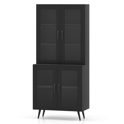 70.5 inch Tall Kitchen Pantry Cabinet Cupboard with 4 Transparent Doors, Black Sideboards Cabinets & Buffets at Gallery Canada