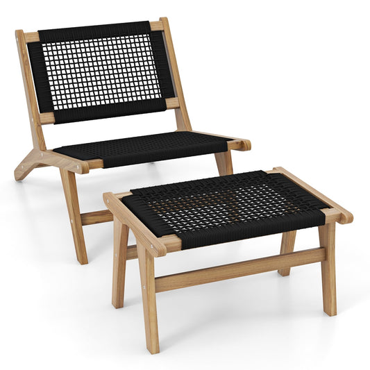 Mid Century Modern Accent Chair, Handwoven Cordage, Ottoman Patio Dining Chairs Options at Gallery Canada