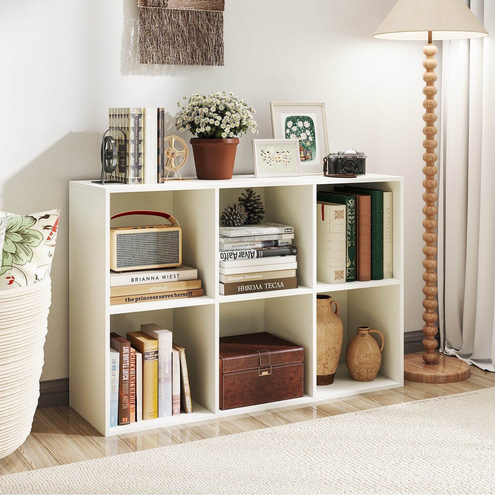 Modern 6-Cube Bookcase with Anti-tipping Kits for Bedroom Living Room, White Bookcases at Gallery Canada