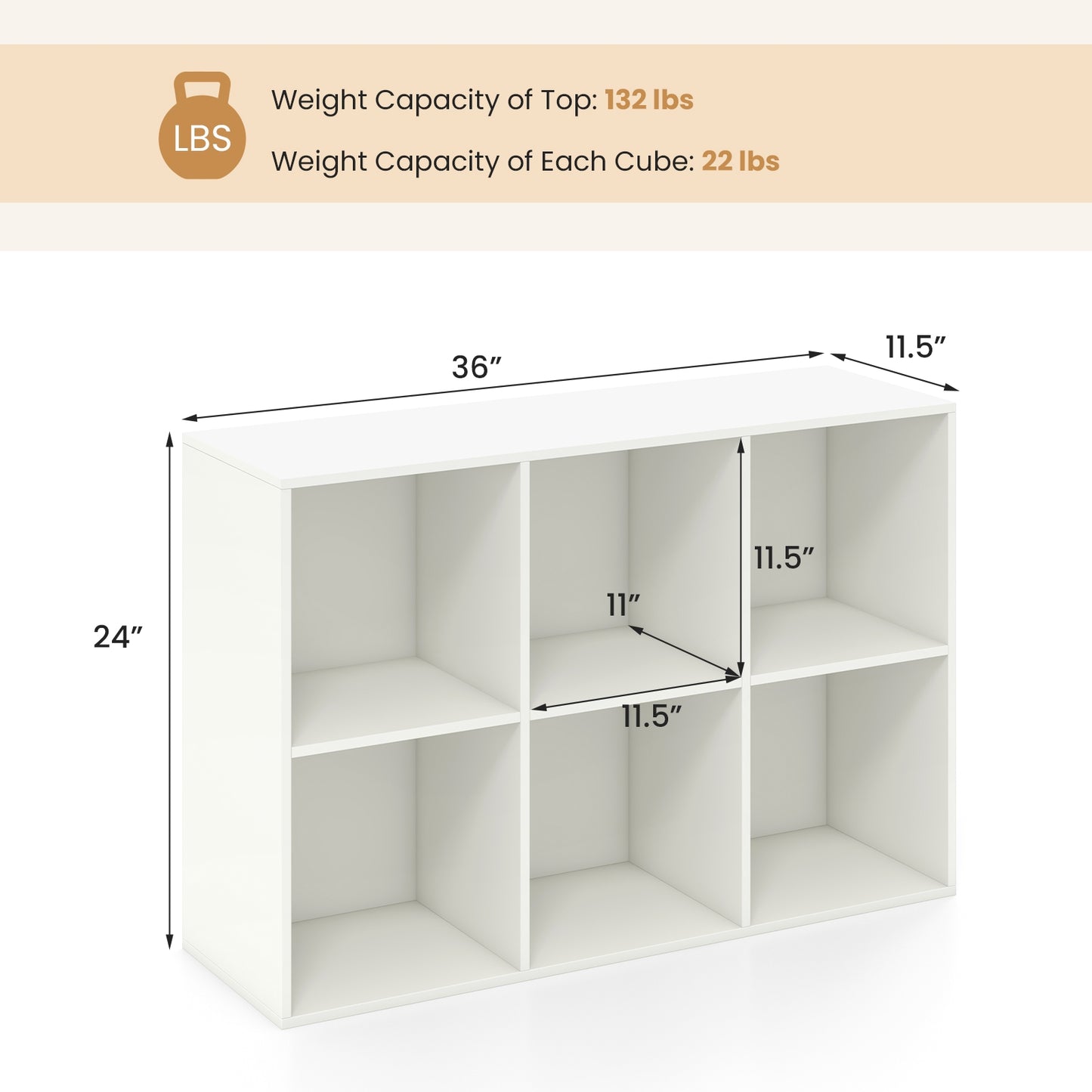 Modern 6-Cube Bookcase with Anti-tipping Kits for Bedroom Living Room, White Bookcases at Gallery Canada
