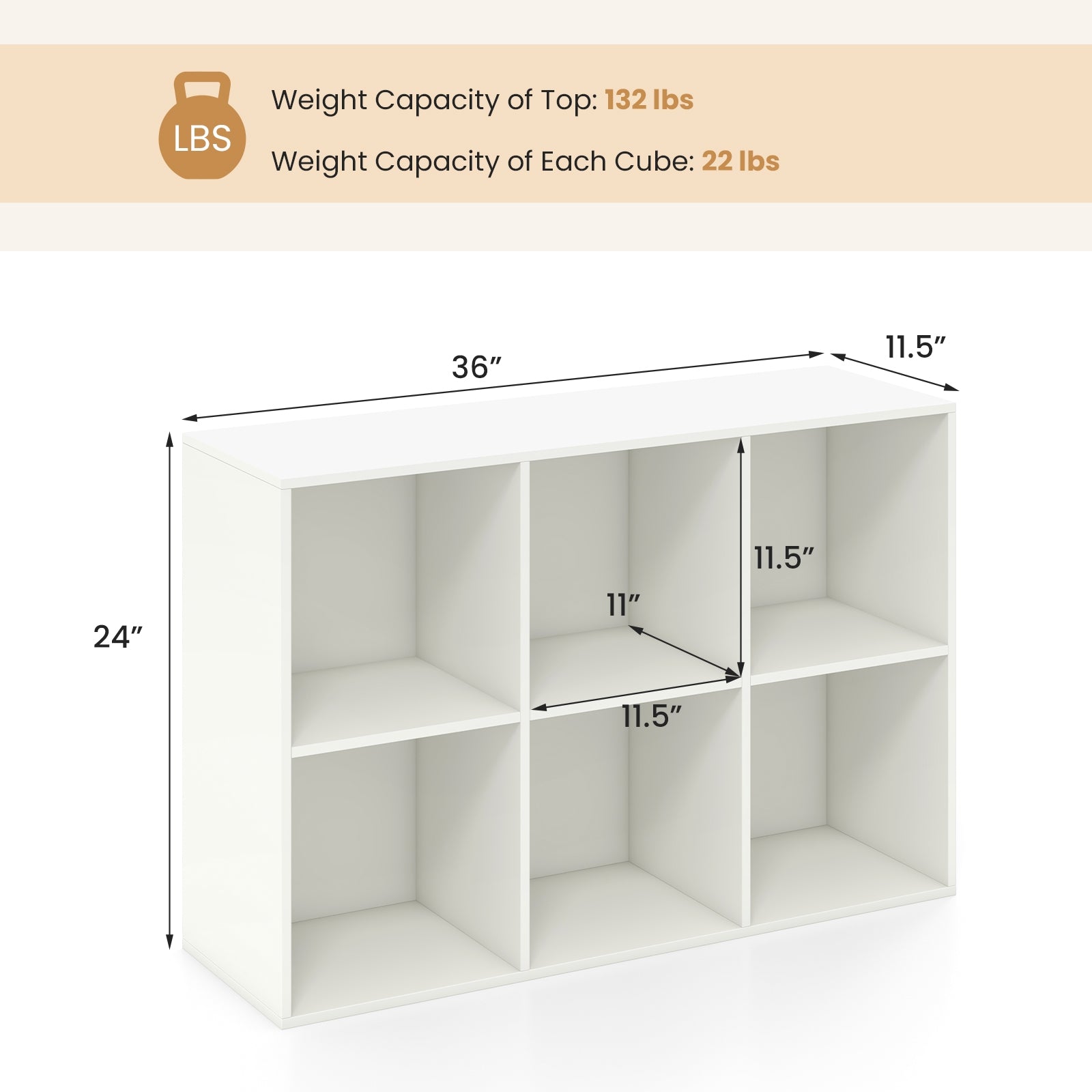 Modern 6-Cube Bookcase with Anti-tipping Kits for Bedroom Living Room, White Bookcases at Gallery Canada