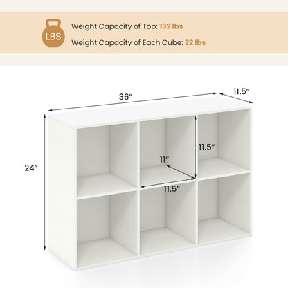 Modern 6-Cube Bookcase with Anti-tipping Kits for Bedroom Living Room, White Bookcases at Gallery Canada