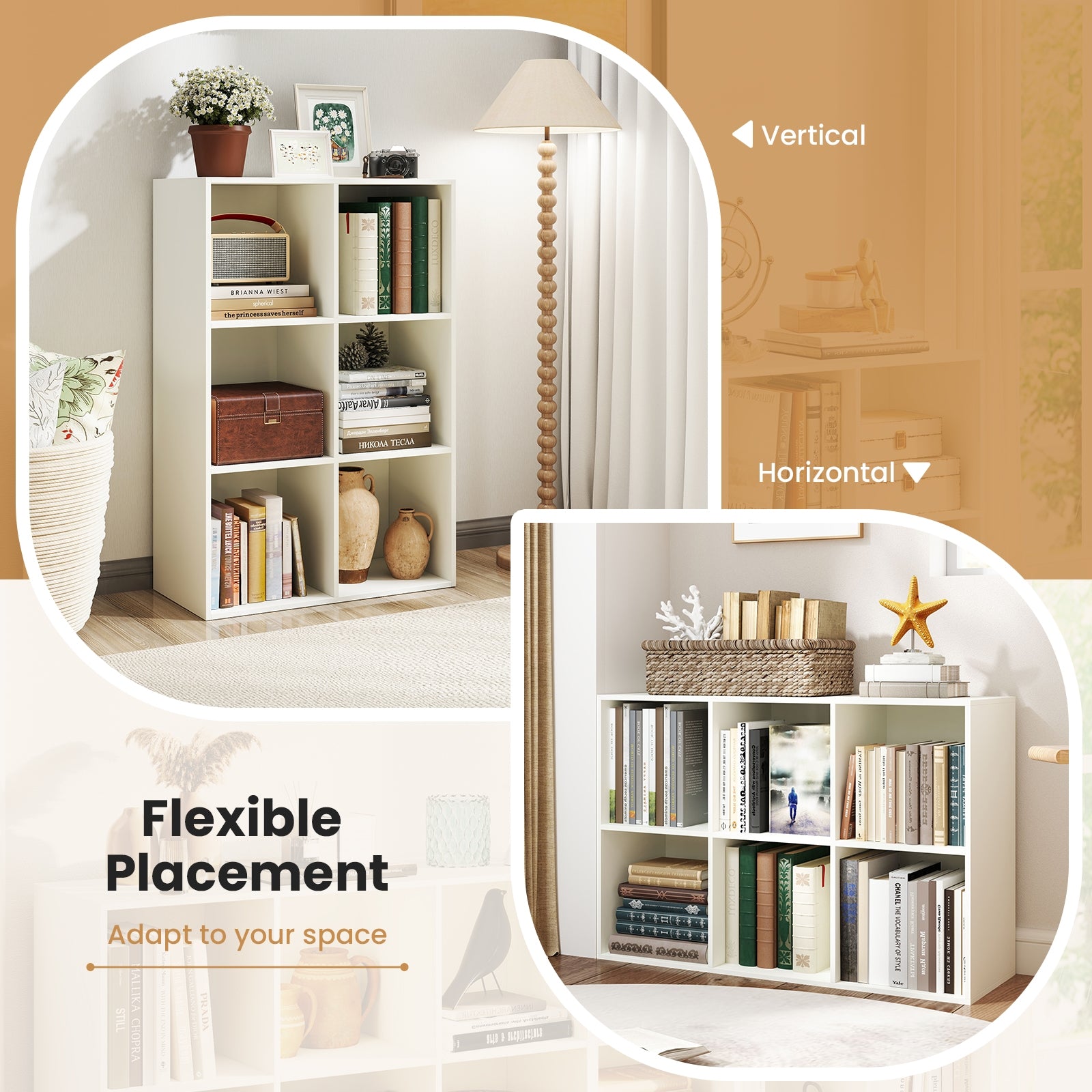 Modern 6-Cube Bookcase, Anti-Tipping Kit, White Bookcases at Gallery Canada