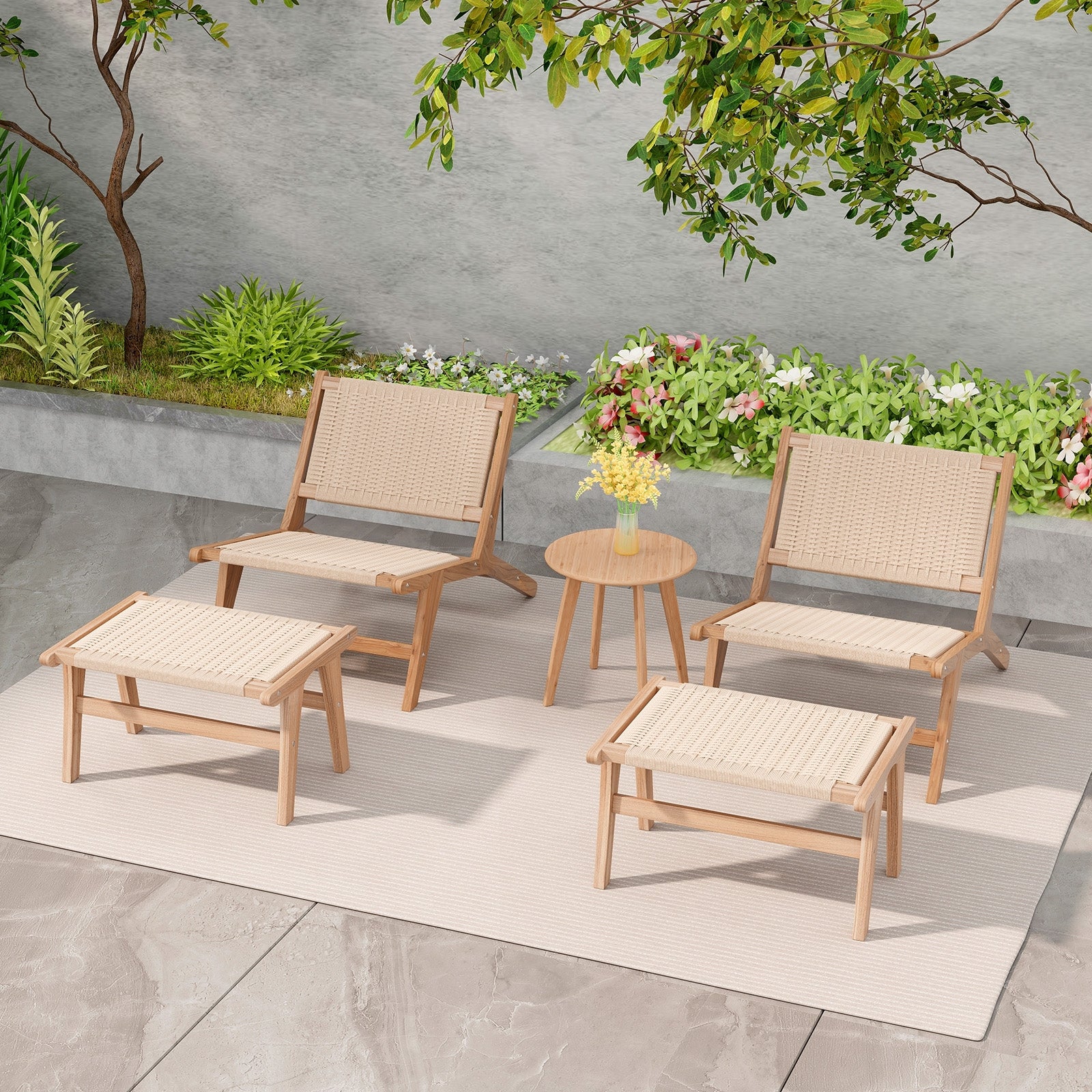 Mid Century Modern Accent Chair Farmhouse Braided Rope Chair with Ottoman Patio Dining Chairs at Gallery Canada