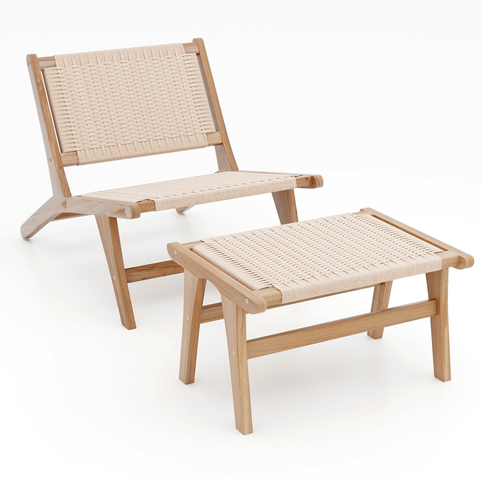 Mid Century Modern Accent Chair Farmhouse Braided Rope Chair with Ottoman Patio Dining Chairs Natural at Gallery Canada