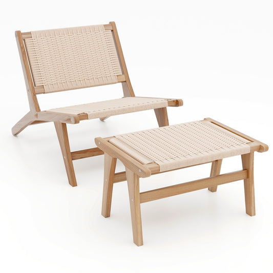 Mid Century Modern Accent Chair Farmhouse Braided Rope Chair with Ottoman Patio Dining Chairs Natural at Gallery Canada