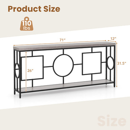 2-Tier Faux Marble Console Table, Storage Shelf, Rustic Brown Entertainment Centers & TV Stands at Gallery Canada