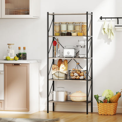 5-Tier Bookshelf with Open Shelves and Heavy Duty Metal Frame, Gray Bookcases at Gallery Canada