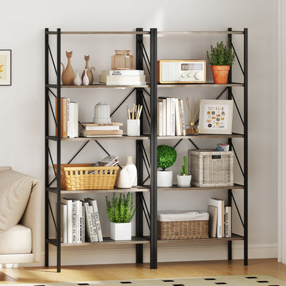 5-Tier Bookshelf with Open Shelves and Heavy Duty Metal Frame, Gray Bookcases at Gallery Canada