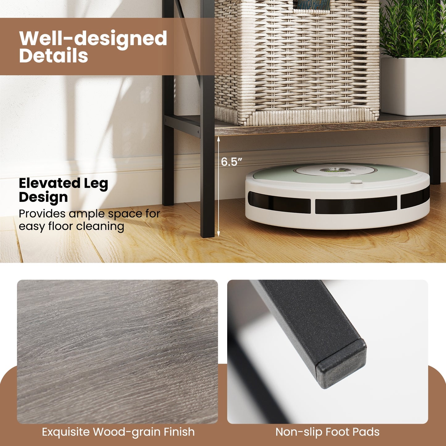 5-Tier Bookshelf with Open Shelves and Heavy Duty Metal Frame, Gray Bookcases at Gallery Canada