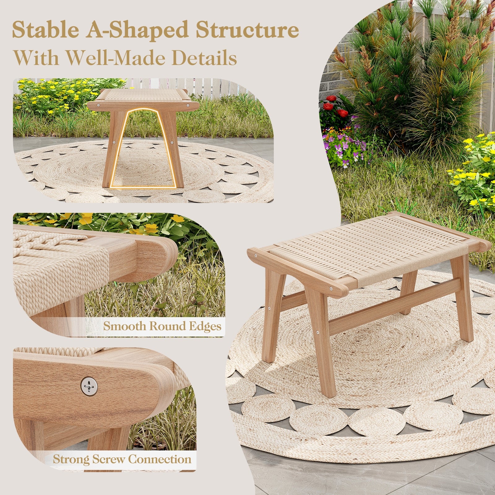 Mid Century Modern Accent Chair Farmhouse Braided Rope Chair with Ottoman Patio Dining Chairs at Gallery Canada