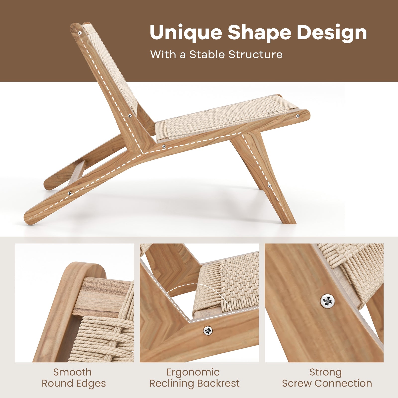 Mid Century Modern Accent Chair Farmhouse Braided Rope Chair with Ottoman Patio Dining Chairs at Gallery Canada