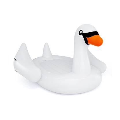 Île flottante cygne gonflable, flotteur de piscine pour 4 personnes, blanc