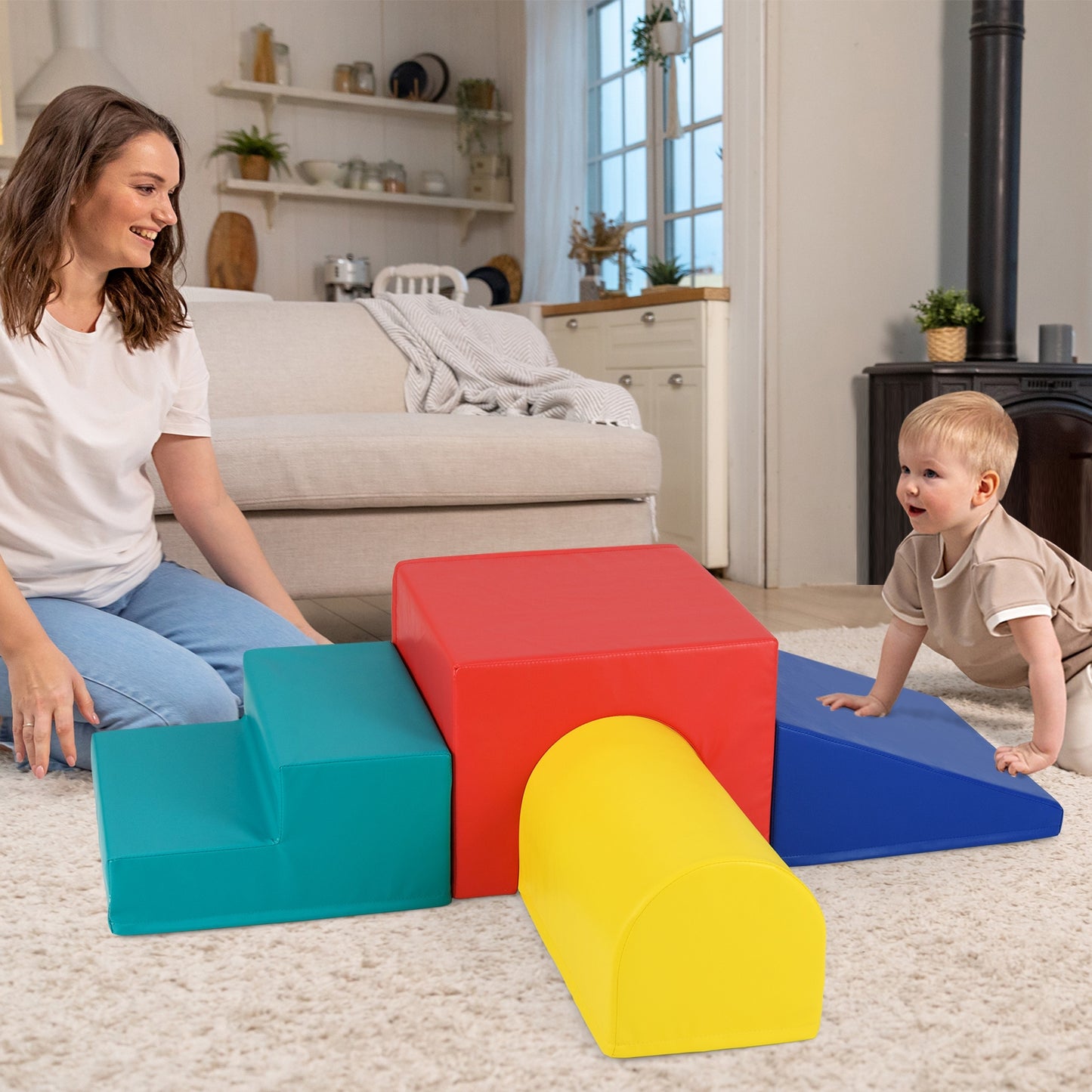 Climb and Crawl Foam Block Play Set for Infant Baby, Red Climbers & Slides at Gallery Canada