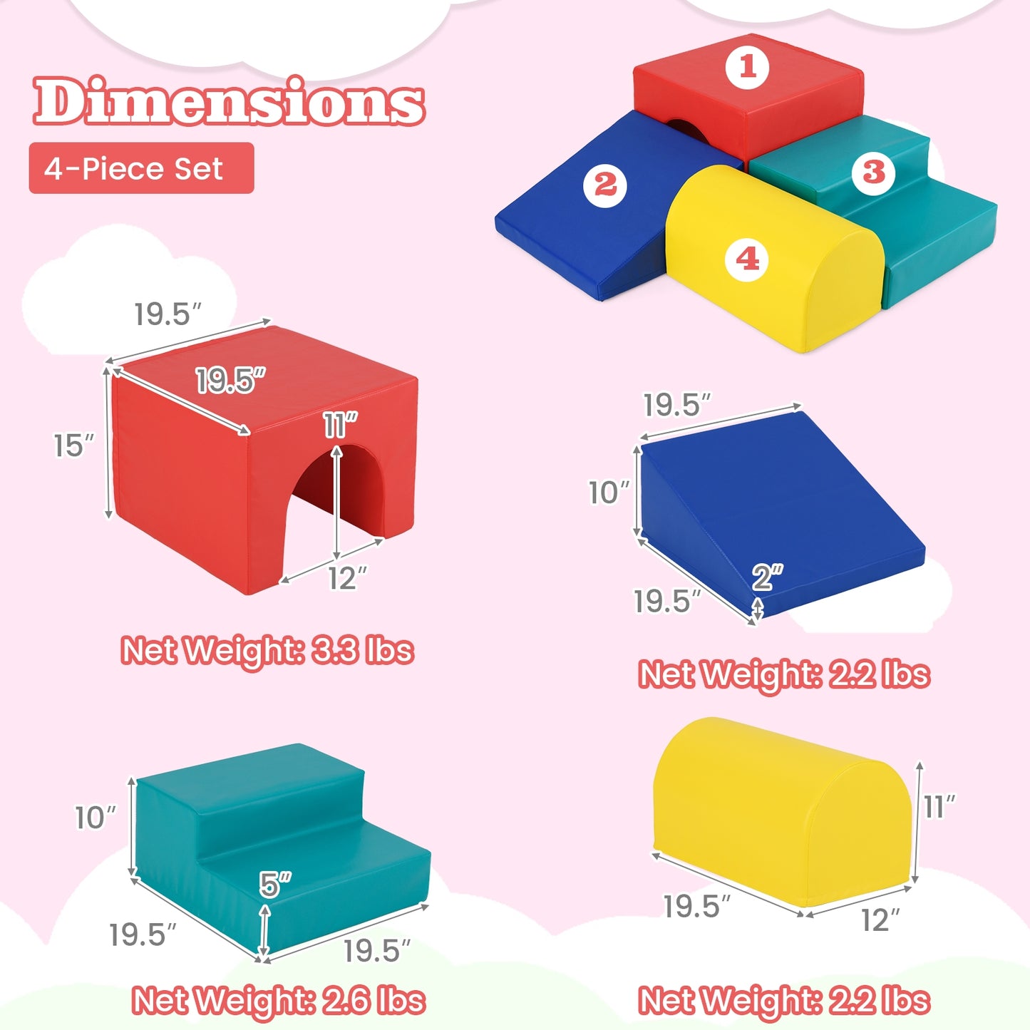 Climb and Crawl Foam Block Play Set for Infant Baby, Red Climbers & Slides at Gallery Canada