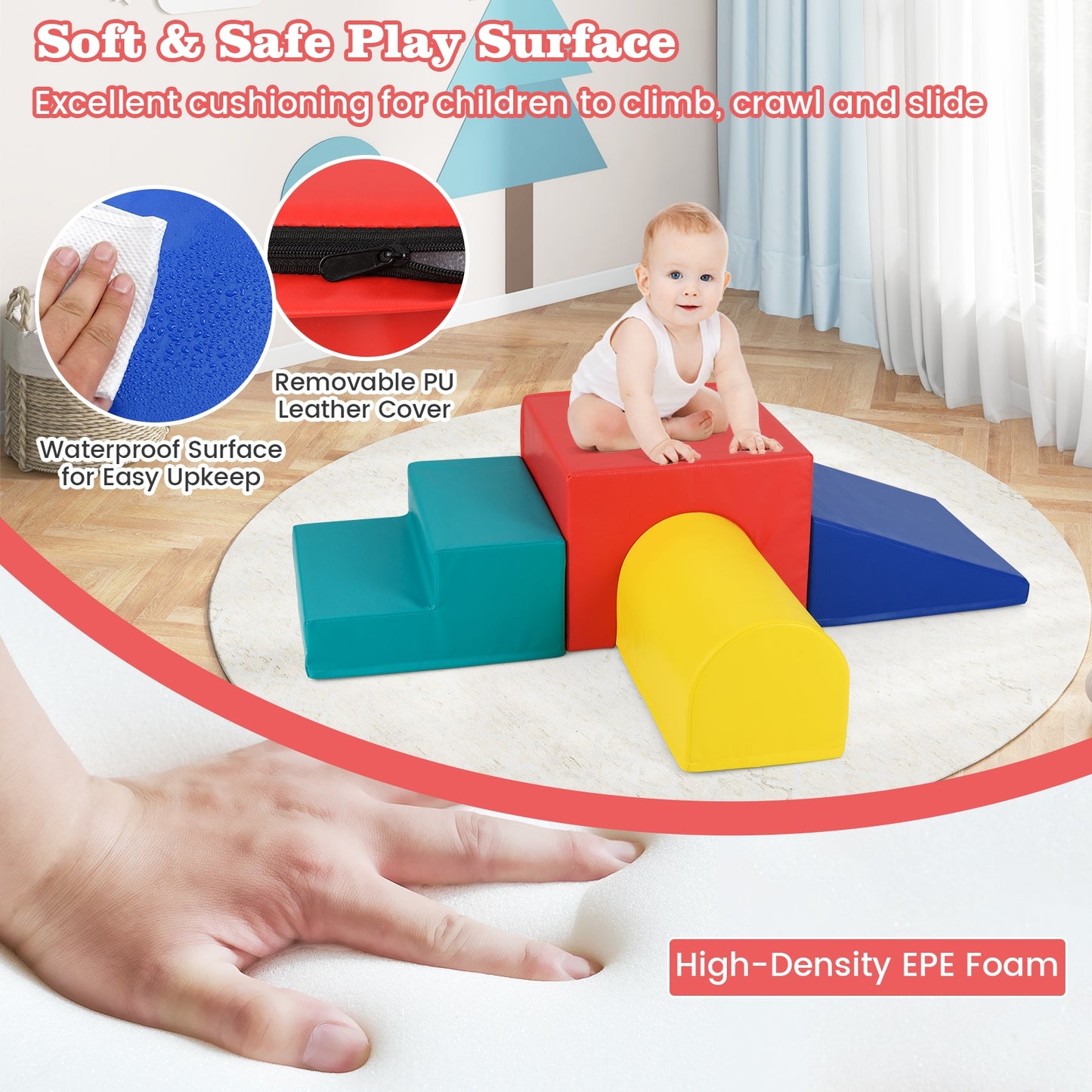 Climb and Crawl Foam Block Play Set for Infant Baby, Red Climbers & Slides at Gallery Canada