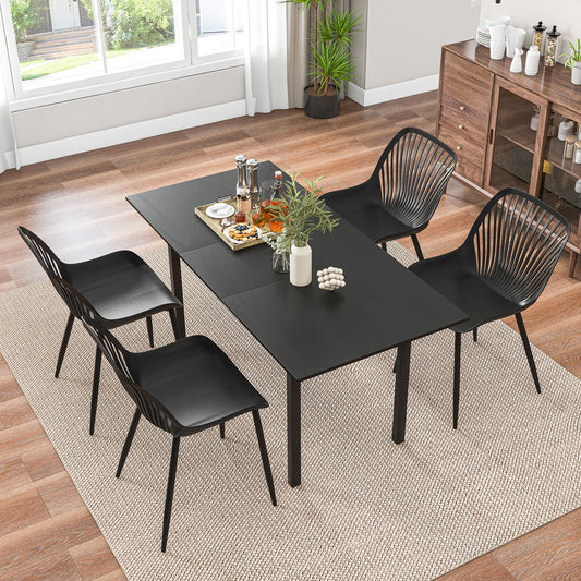 Modern Kitchen Chairs with Metal Legs Cutout Backrest Curved Seat for Dining Room Home Office, Black Dining Chairs Black at Gallery Canada