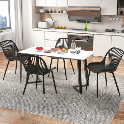 Modern Kitchen Chairs with Metal Legs Cutout Backrest Curved Seat for Dining Room Home Office, Black Dining Chairs at Gallery Canada