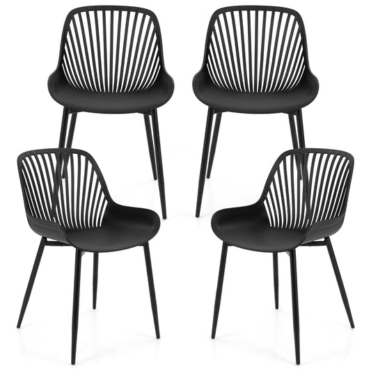 Modern Kitchen Chairs, Metal Legs, Cutout Backrest, Curved Seat, Black Dining Chairs Black at Gallery Canada