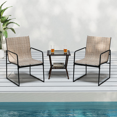 Outdoor Dining Chairs Set of 4 Patio Furniture Chair with Breathable Seat and Backrest, Brown