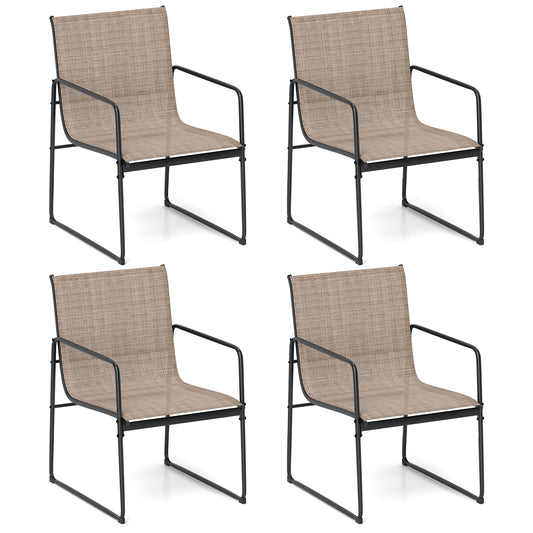 Outdoor Dining Chairs Set of 4, Patio Furniture, Brown