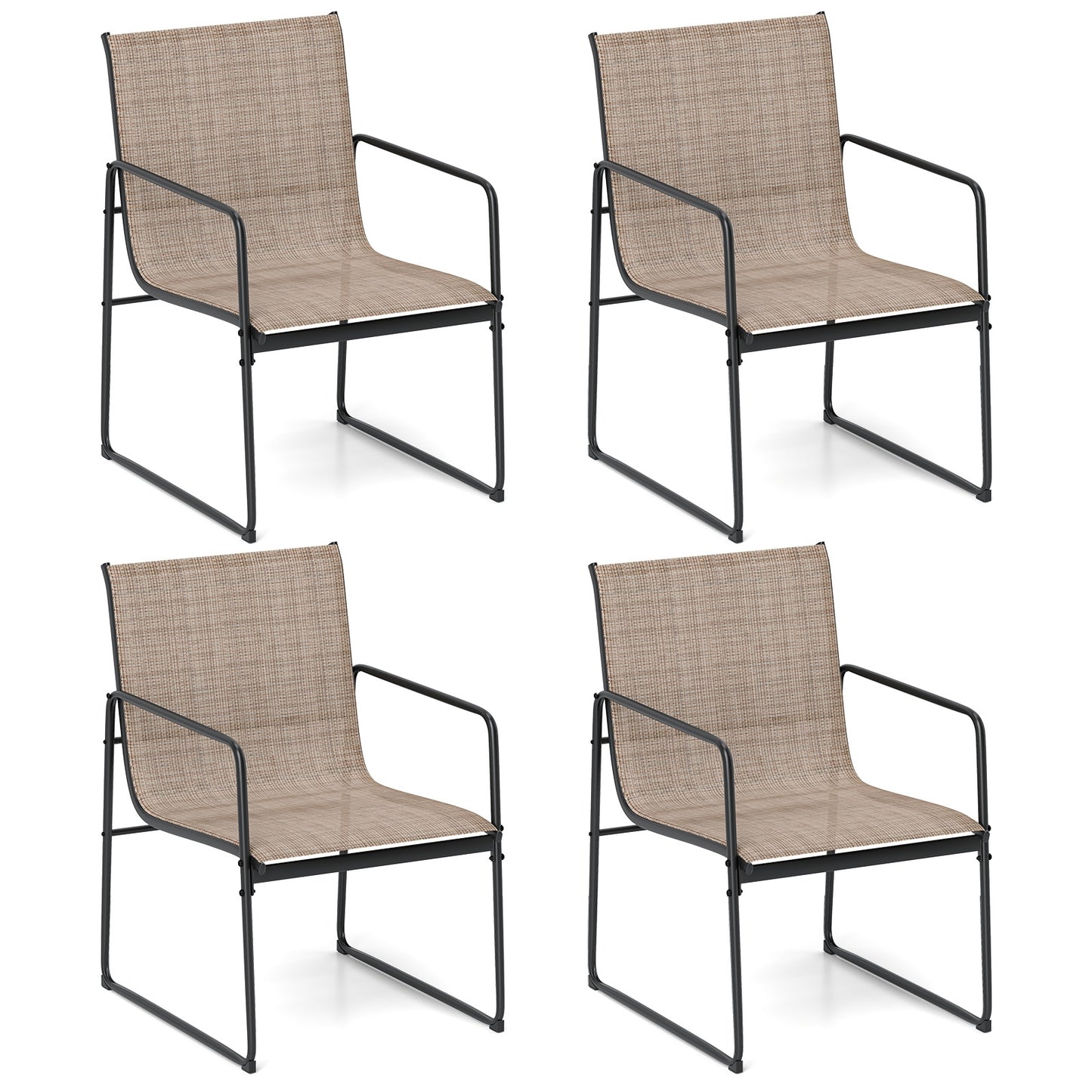 Outdoor Dining Chairs Set of 4 Patio Furniture Chair with Breathable Seat and Backrest, Brown Patio Dining Chairs Brown at Gallery Canada