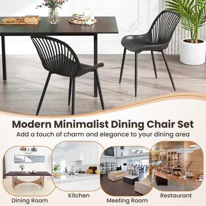 Modern Kitchen Chairs with Metal Legs Cutout Backrest Curved Seat for Dining Room Home Office, Black Dining Chairs at Gallery Canada
