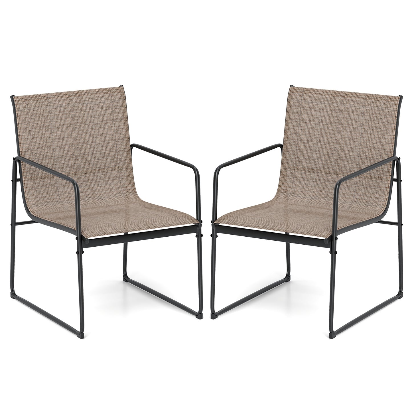 Outdoor Dining Chairs Set of 2 Patio Furniture Chair with Breathable Seat and Backrest, Brown Patio Dining Chairs at Gallery Canada