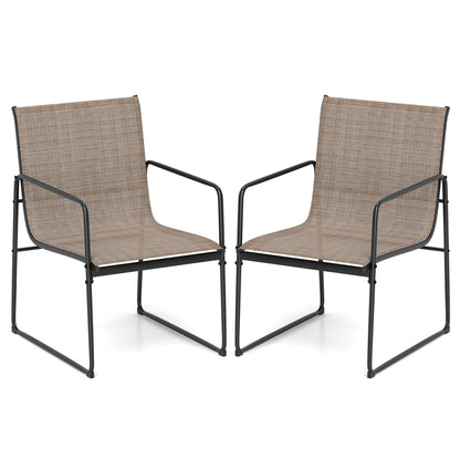 Outdoor Dining Chairs Set of 2, Patio Furniture with Breathable Seat, Brown Patio Dining Chairs Brown at Gallery Canada