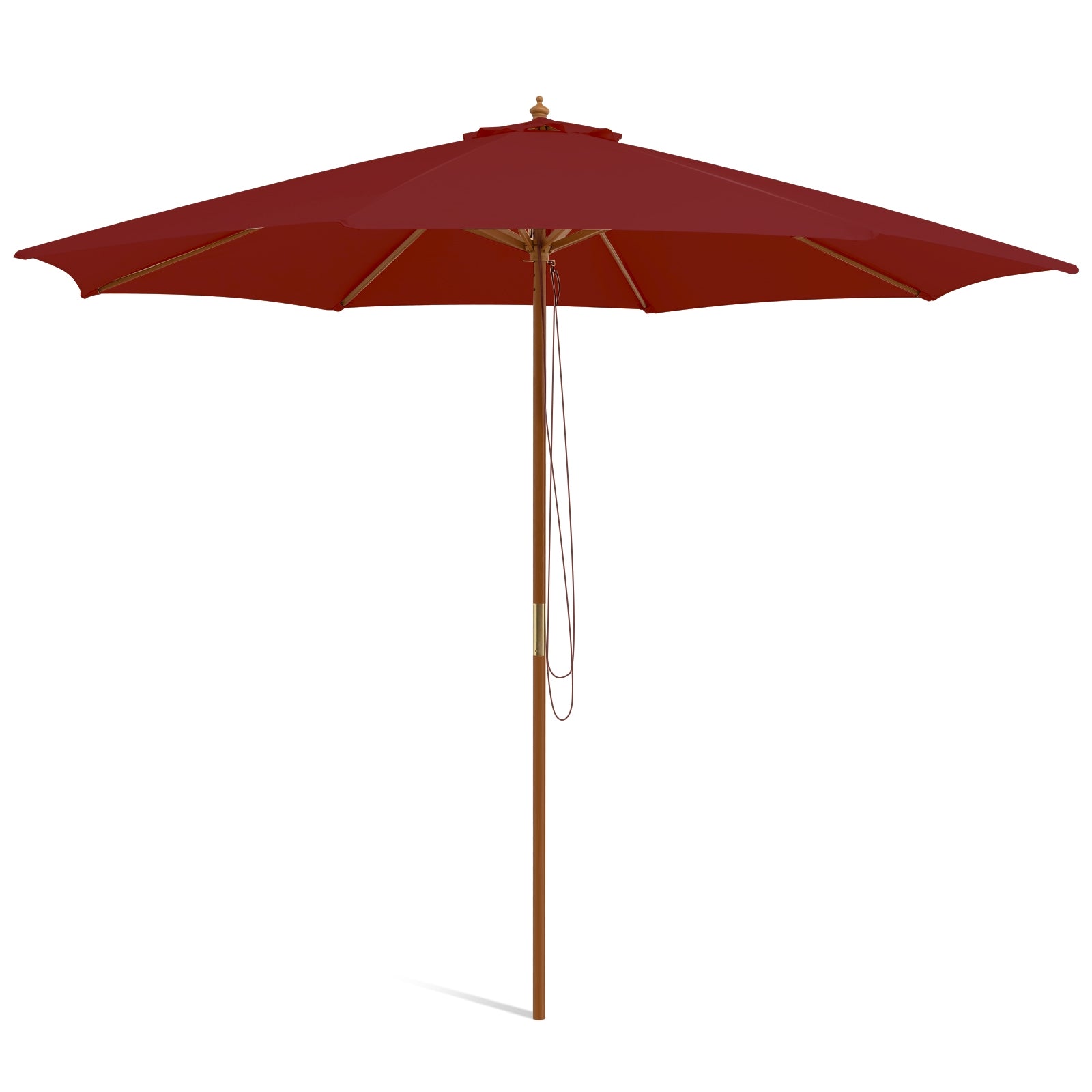 10 Feet Patio Umbrella with 8 Wooden Ribs and 3 Adjustable Heights, Wine Outdoor Umbrellas at Gallery Canada
