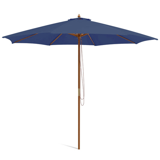 10 Feet Patio Umbrella, 8 Wooden Ribs, 3 Adjustable Heights, Navy Outdoor Umbrellas Navy at Gallery Canada