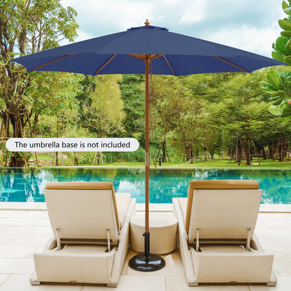 10 Feet Patio Umbrella, 8 Wooden Ribs, 3 Adjustable Heights, Navy Outdoor Umbrellas at Gallery Canada