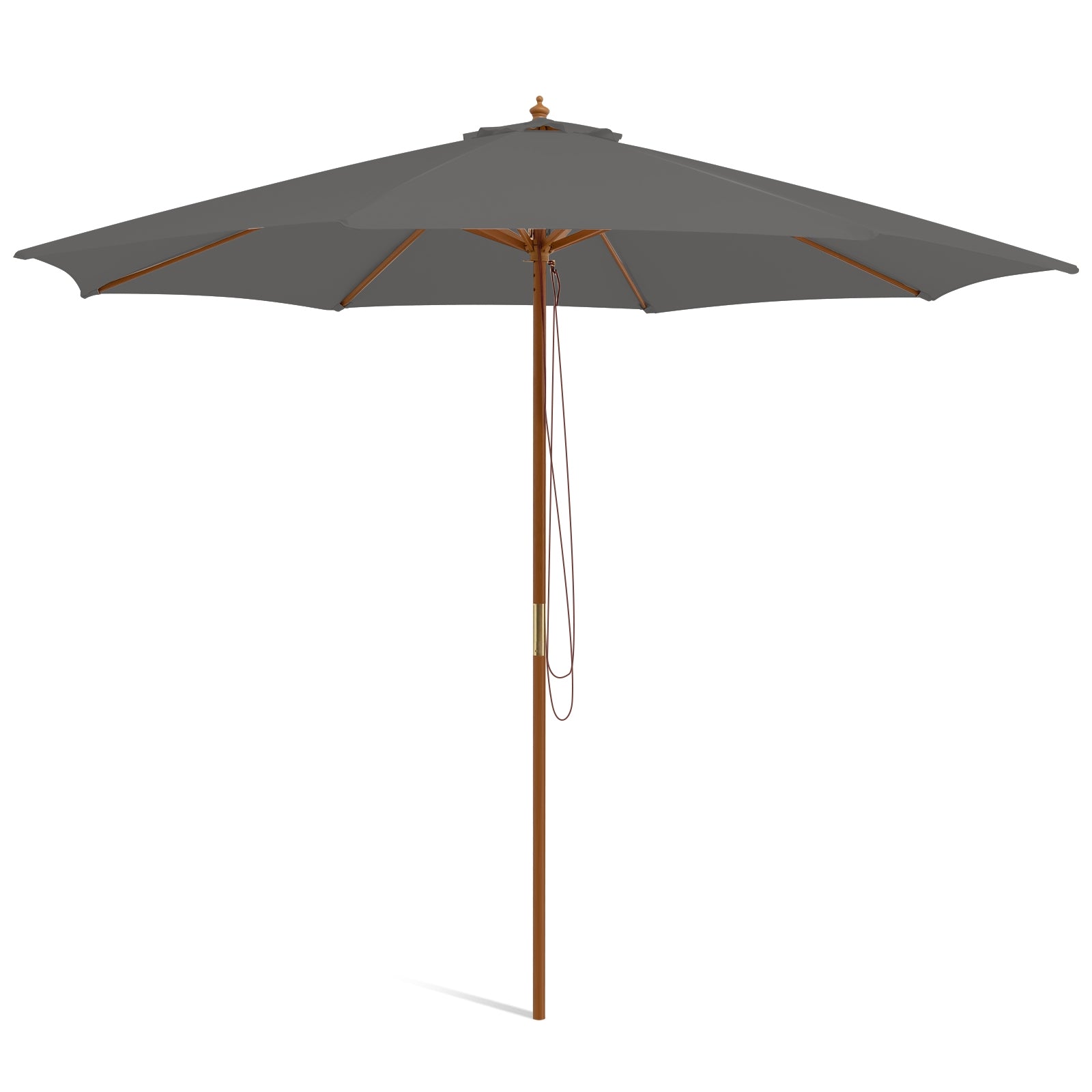 10 Feet Patio Umbrella with 8 Wooden Ribs and 3 Adjustable Heights, Gray Outdoor Umbrellas Gray at Gallery Canada