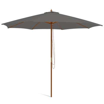 10 Feet Patio Umbrella with 8 Wooden Ribs and 3 Adjustable Heights, Gray Outdoor Umbrellas Gray at Gallery Canada