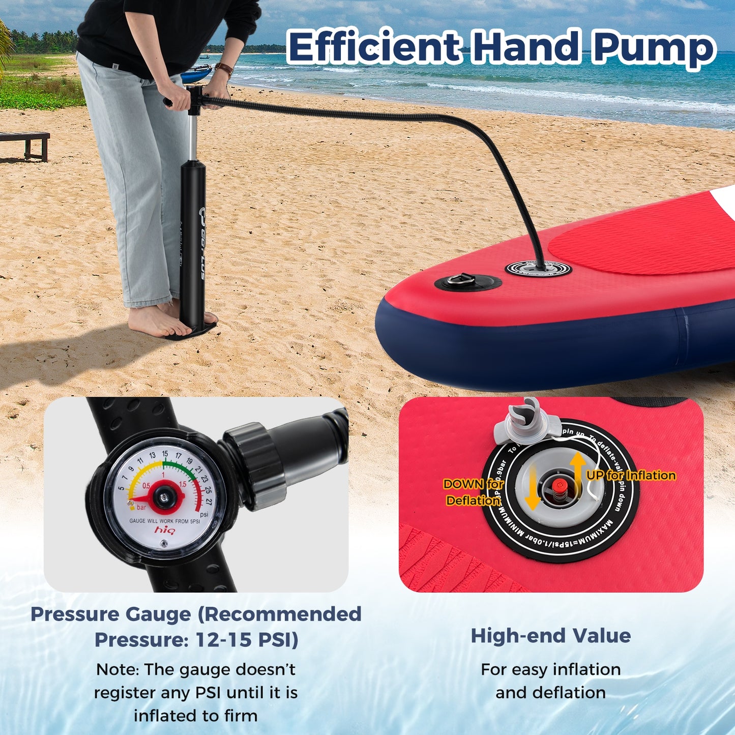 Inflatable Paddle Board with Removable Fin and Backpack-B Surfing at Gallery Canada