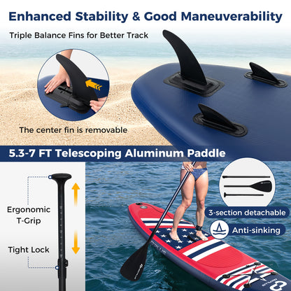 Inflatable Paddle Board with Removable Fin and Backpack-B Surfing at Gallery Canada