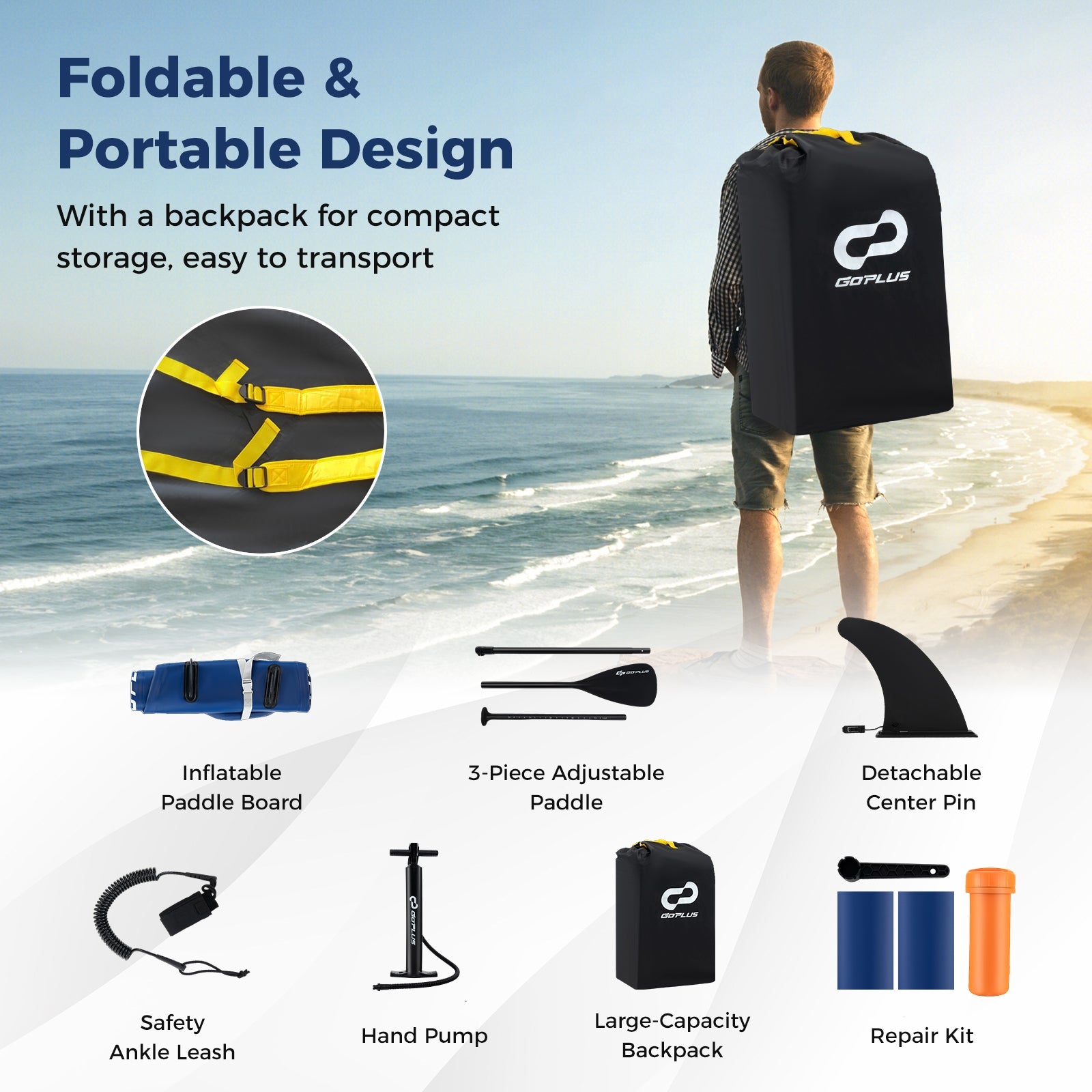 Inflatable Paddle Board with Removable Fin and Backpack-B Surfing at Gallery Canada