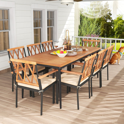 9 Pieces Patio Dining Set with 1.9 Inch Umbrella Hole and Seat Cushions Patio Dining Sets at Gallery Canada