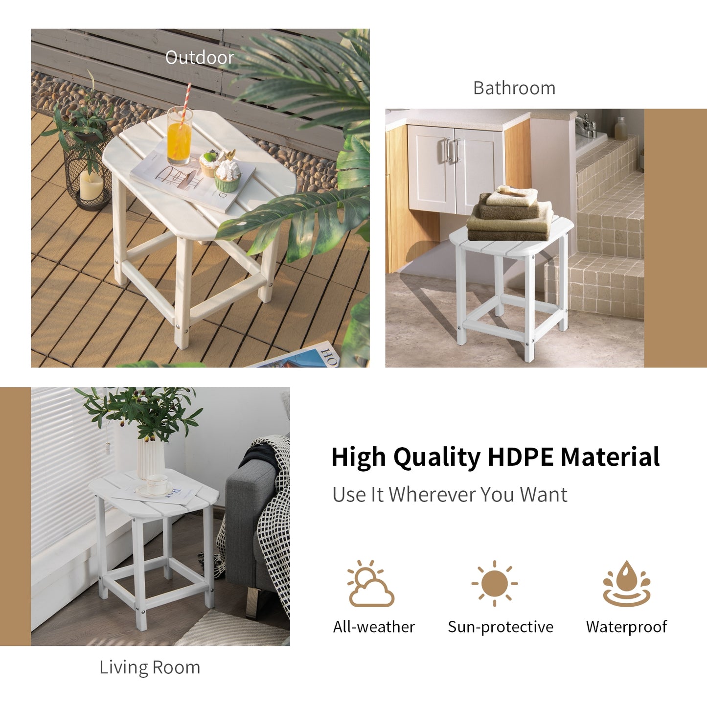 18 Inches Adirondack Outdoor Side Table, 2-Pieces, White Patio Coffee Tables at Gallery Canada