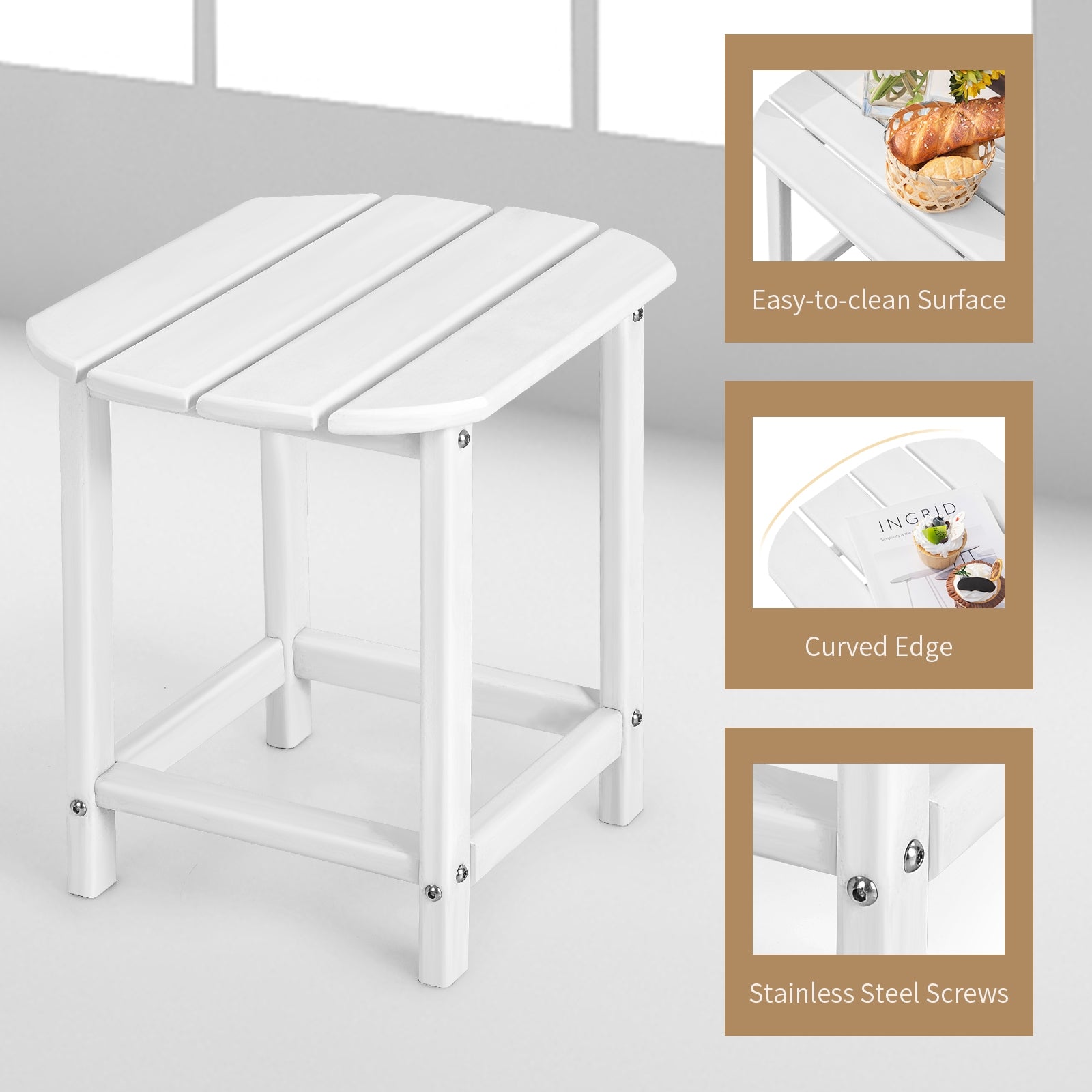 18 Inches Adirondack Outdoor Side Table, 2-Pieces, White Patio Coffee Tables at Gallery Canada
