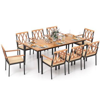 9 Pieces Patio Dining Set with 1.9 Inch Umbrella Hole and Seat Cushions Patio Dining Sets at Gallery Canada